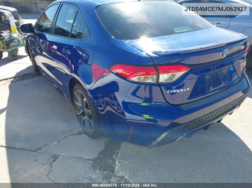 2021 Toyota Corolla Se VIN: JTDS4MCE7MJ062927 Lot: 40850775