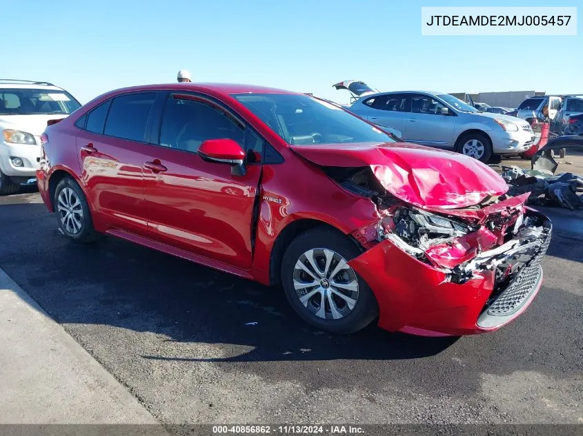 2021 Toyota Corolla Hybrid Le VIN: JTDEAMDE2MJ005457 Lot: 40856862