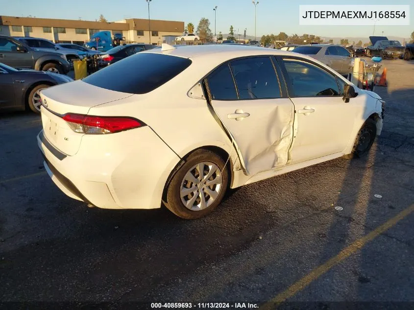 2021 Toyota Corolla Le VIN: JTDEPMAEXMJ168554 Lot: 40859693