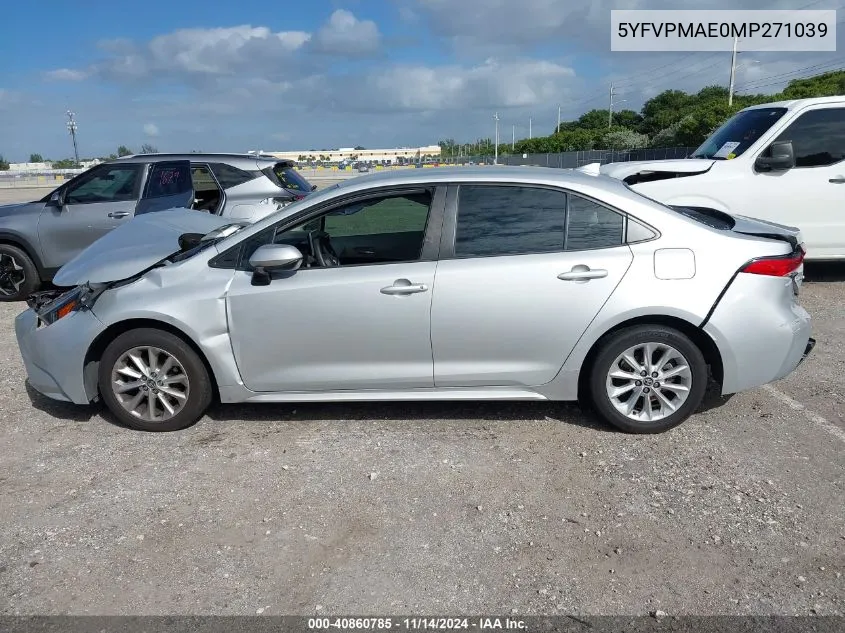 2021 Toyota Corolla Le VIN: 5YFVPMAE0MP271039 Lot: 40860785