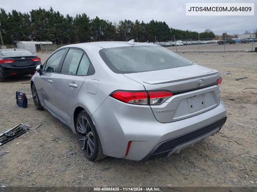 2021 Toyota Corolla Se VIN: JTDS4MCE0MJ064809 Lot: 40865425