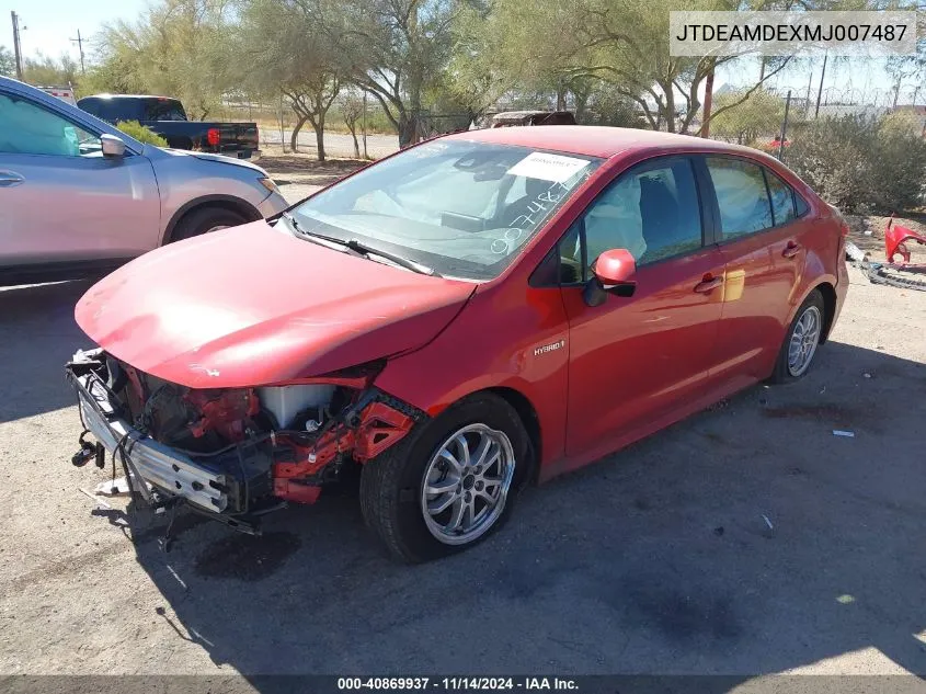 2021 Toyota Corolla Hybrid Le VIN: JTDEAMDEXMJ007487 Lot: 40869937