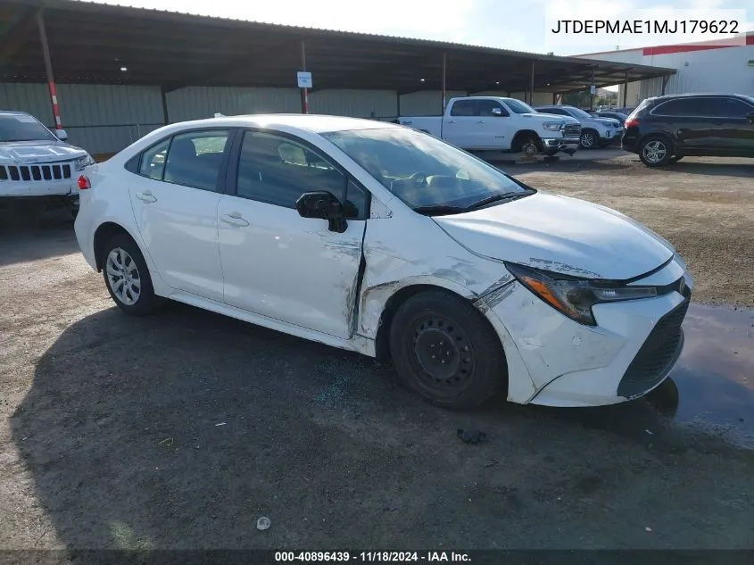 2021 Toyota Corolla Le VIN: JTDEPMAE1MJ179622 Lot: 40896439