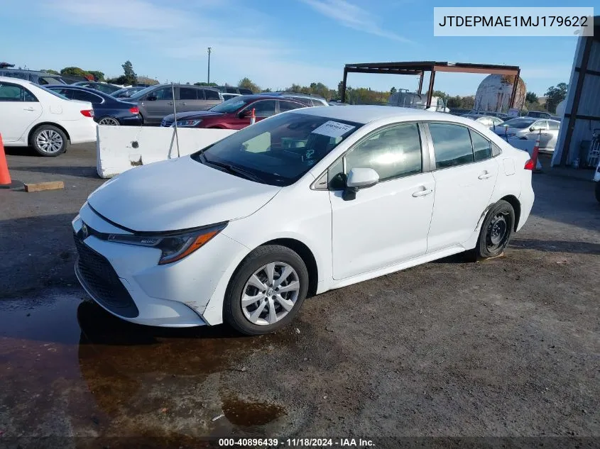 2021 Toyota Corolla Le VIN: JTDEPMAE1MJ179622 Lot: 40896439