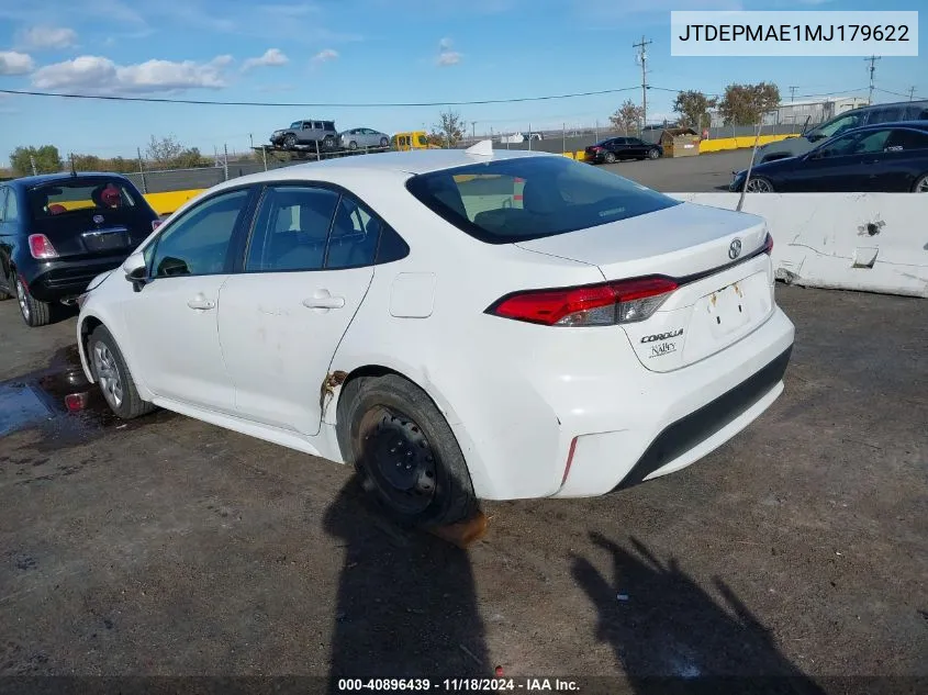 2021 Toyota Corolla Le VIN: JTDEPMAE1MJ179622 Lot: 40896439