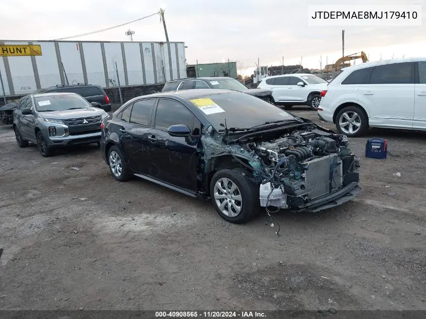 2021 Toyota Corolla Le VIN: JTDEPMAE8MJ179410 Lot: 40908565