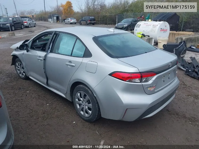 2021 Toyota Corolla Le VIN: 5YFEPMAE1MP175159 Lot: 40915231