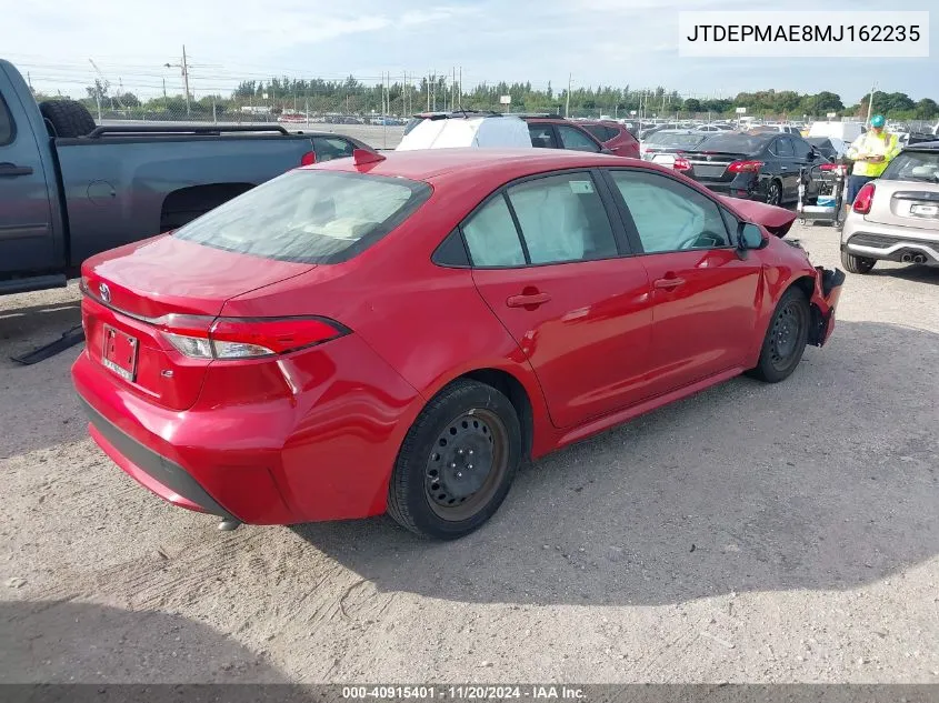 2021 Toyota Corolla Le VIN: JTDEPMAE8MJ162235 Lot: 40915401