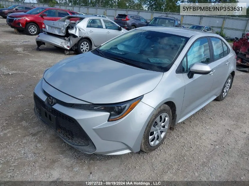 2022 Toyota Corolla Le VIN: 5YFBPMBE9NP353631 Lot: 12072723