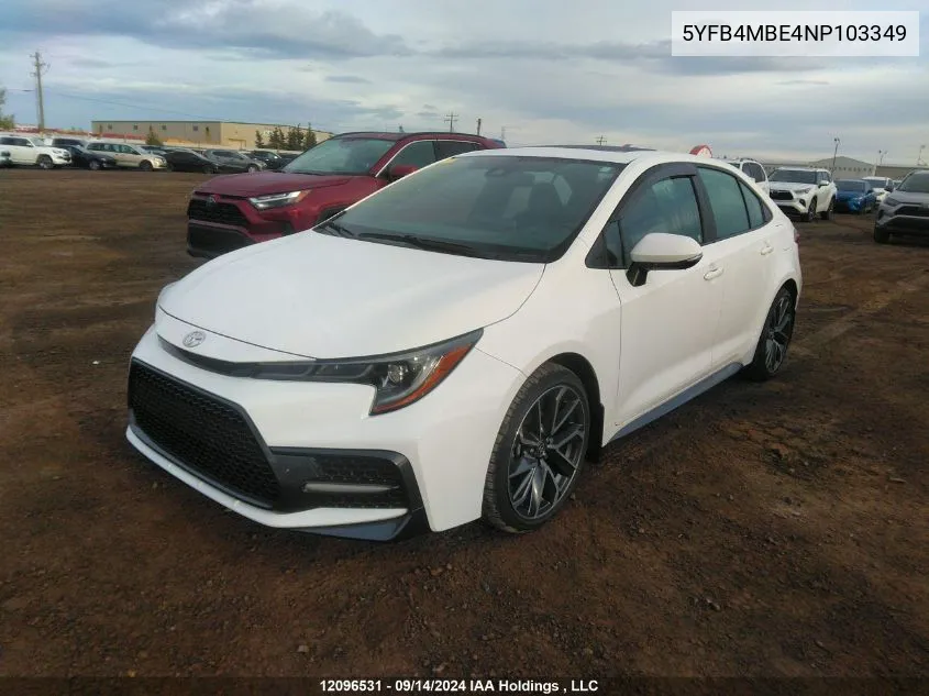 2022 Toyota Corolla Se VIN: 5YFB4MBE4NP103349 Lot: 12096531