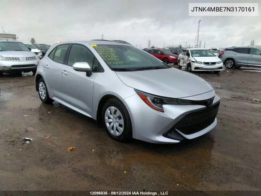 2022 Toyota Corolla Se VIN: JTNK4MBE7N3170161 Lot: 12096836