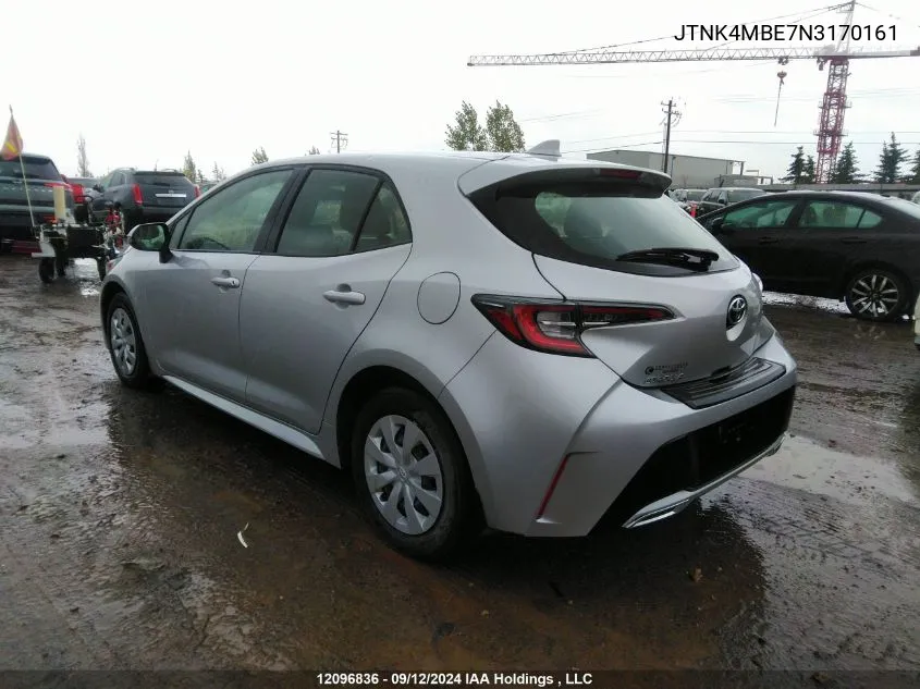 2022 Toyota Corolla Se VIN: JTNK4MBE7N3170161 Lot: 12096836