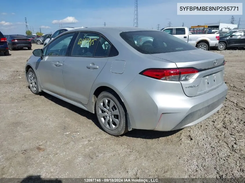 2022 Toyota Corolla Le VIN: 5YFBPMBE8NP295771 Lot: 12097745