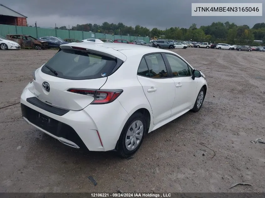 2022 Toyota Corolla VIN: JTNK4MBE4N3165046 Lot: 12106221