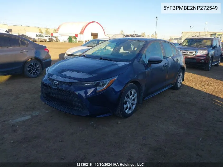 2022 Toyota Corolla Le VIN: 5YFBPMBE2NP272549 Lot: 12130216