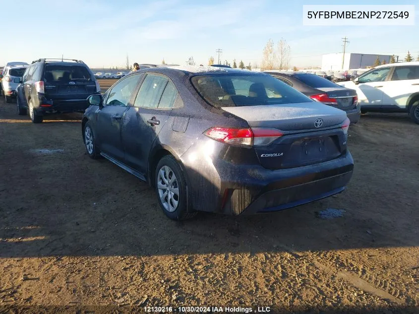 2022 Toyota Corolla Le VIN: 5YFBPMBE2NP272549 Lot: 12130216