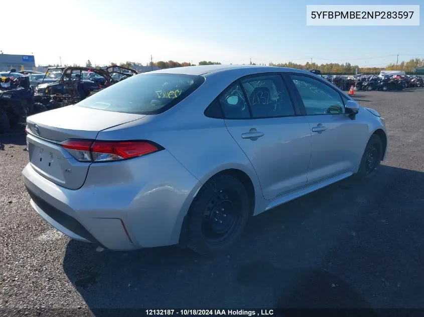 2022 Toyota Corolla Le VIN: 5YFBPMBE2NP283597 Lot: 12132187