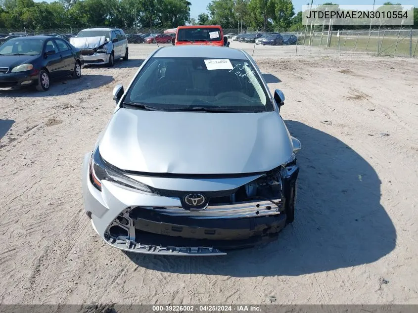 2022 Toyota Corolla Le VIN: JTDEPMAE2N3010554 Lot: 39226002