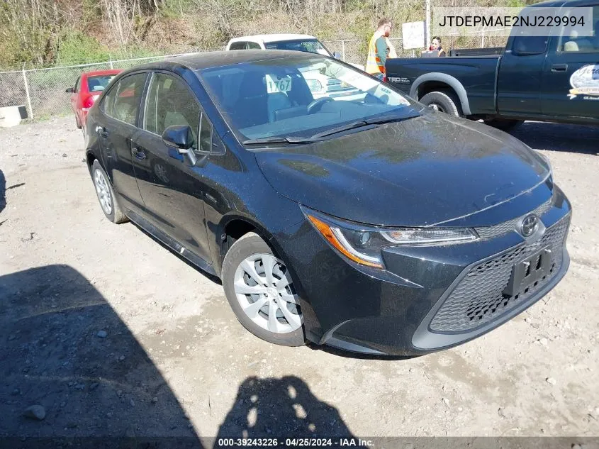 2022 Toyota Corolla Le VIN: JTDEPMAE2NJ229994 Lot: 39243226