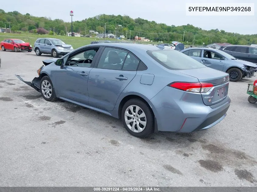 2022 Toyota Corolla Le VIN: 5YFEPMAE9NP349268 Lot: 39291224