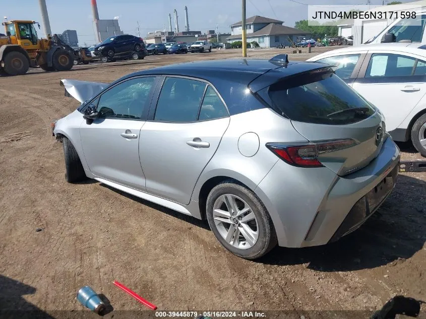 2022 Toyota Corolla Se VIN: JTND4MBE6N3171598 Lot: 39445879