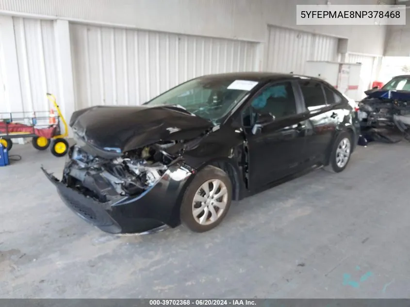 2022 Toyota Corolla Le VIN: 5YFEPMAE8NP378468 Lot: 39702368