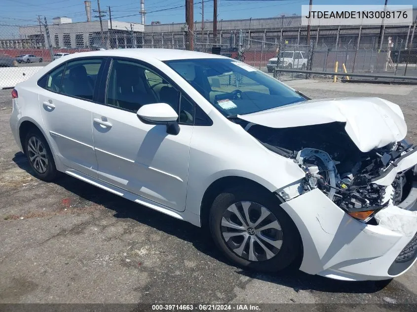 2022 Toyota Corolla Le VIN: JTDEAMDE1N3008176 Lot: 39714663