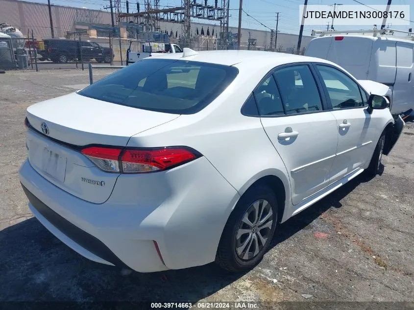 2022 Toyota Corolla Le VIN: JTDEAMDE1N3008176 Lot: 39714663