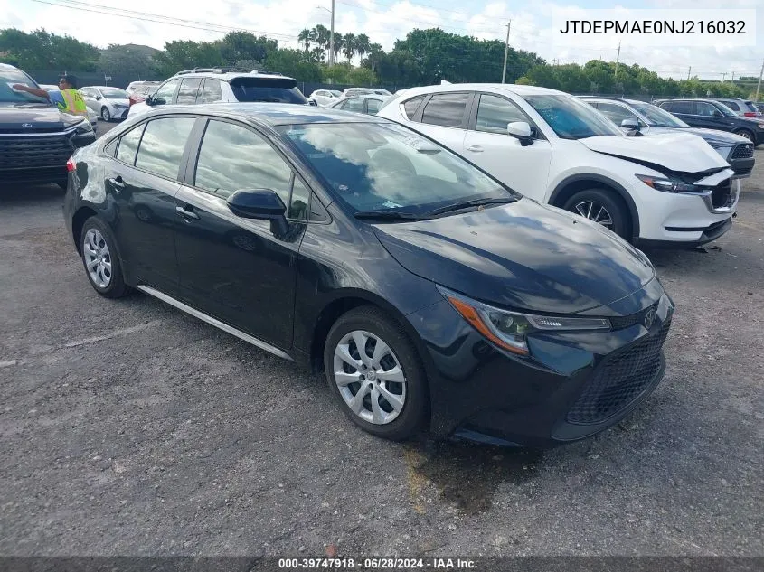 2022 Toyota Corolla Le VIN: JTDEPMAE0NJ216032 Lot: 39747918