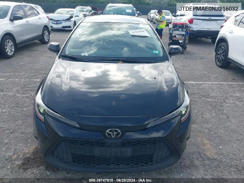 2022 Toyota Corolla Le VIN: JTDEPMAE0NJ216032 Lot: 39747918