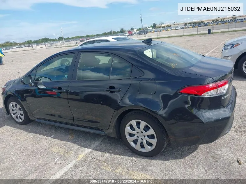 2022 Toyota Corolla Le VIN: JTDEPMAE0NJ216032 Lot: 39747918