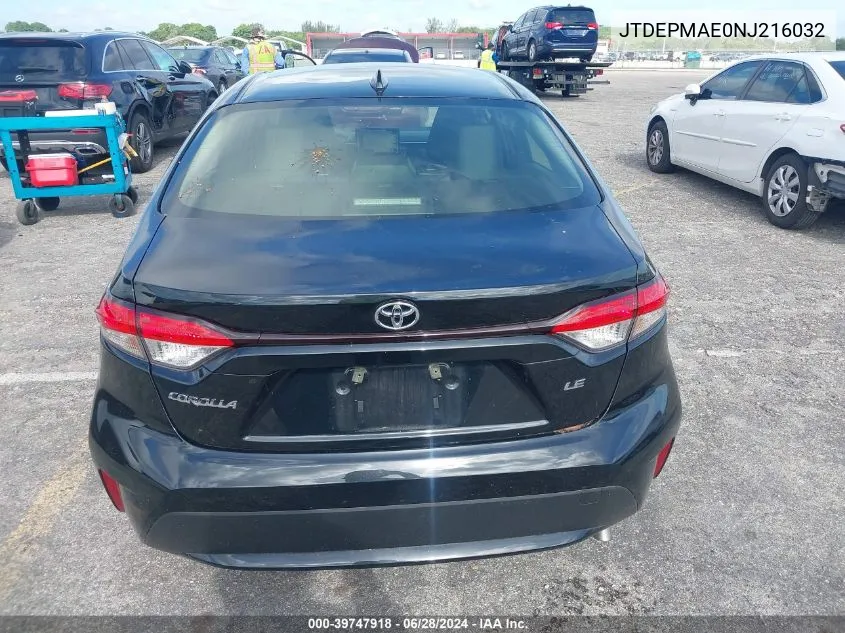 2022 Toyota Corolla Le VIN: JTDEPMAE0NJ216032 Lot: 39747918