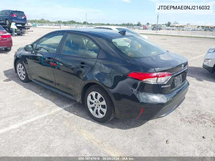 2022 Toyota Corolla Le VIN: JTDEPMAE0NJ216032 Lot: 39747918