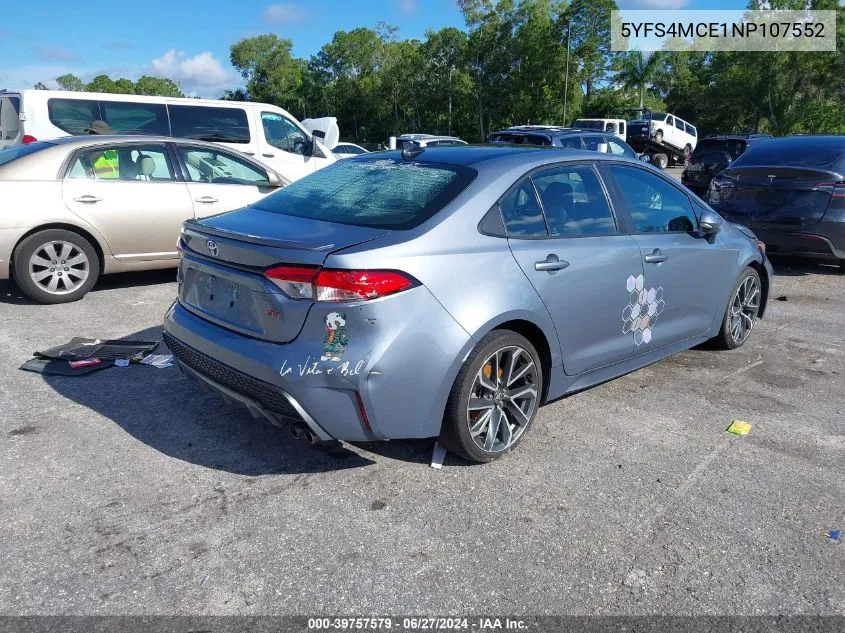 2022 Toyota Corolla Se VIN: 5YFS4MCE1NP107552 Lot: 39757579