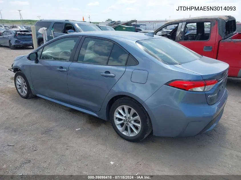 2022 Toyota Corolla Le VIN: JTDHPMAE5N3014093 Lot: 39898418