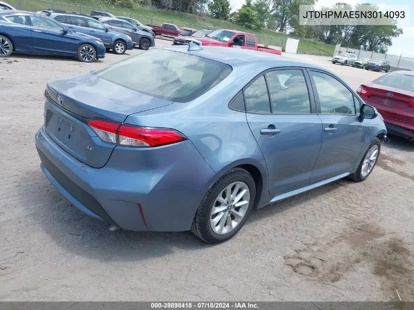 2022 Toyota Corolla Le VIN: JTDHPMAE5N3014093 Lot: 39898418