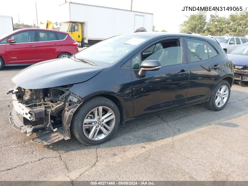 2022 Toyota Corolla Se VIN: JTND4MBE4N3149065 Lot: 40271465