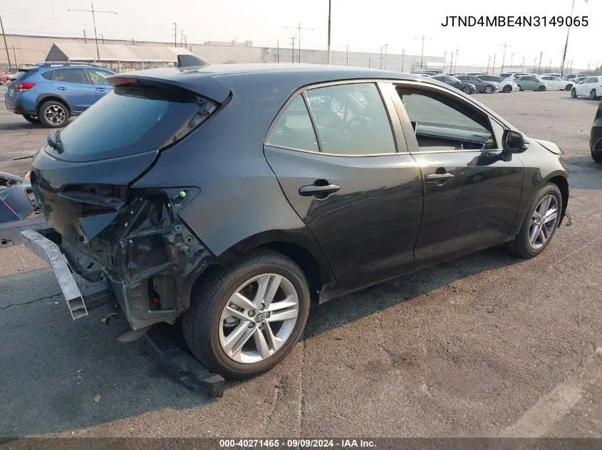 2022 Toyota Corolla Se VIN: JTND4MBE4N3149065 Lot: 40271465