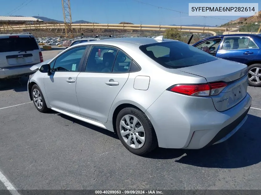 2022 Toyota Corolla Le VIN: 5YFEPMAE6NP282614 Lot: 40289053