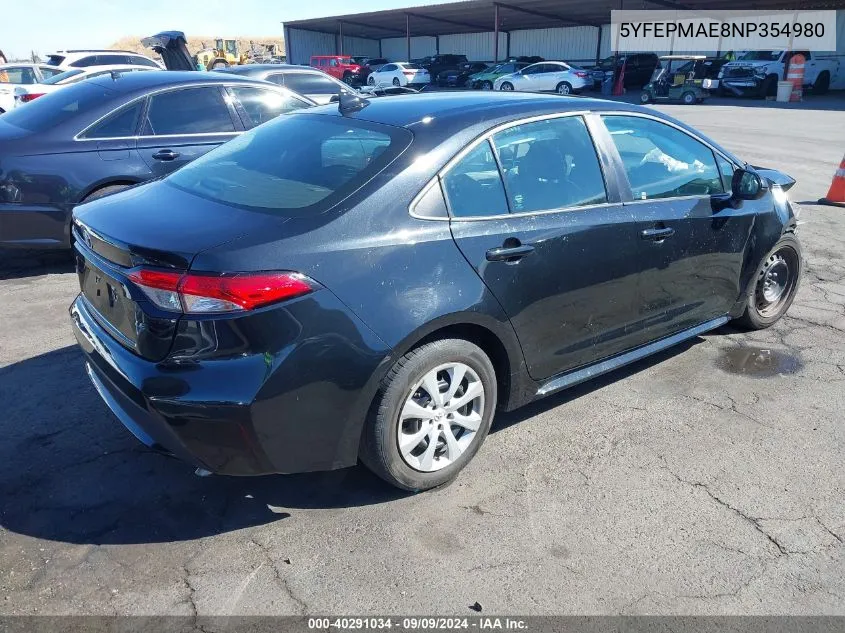 2022 Toyota Corolla Le VIN: 5YFEPMAE8NP354980 Lot: 40291034