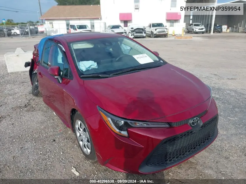 2022 Toyota Corolla Le VIN: 5YFEPMAEXNP359954 Lot: 40296538