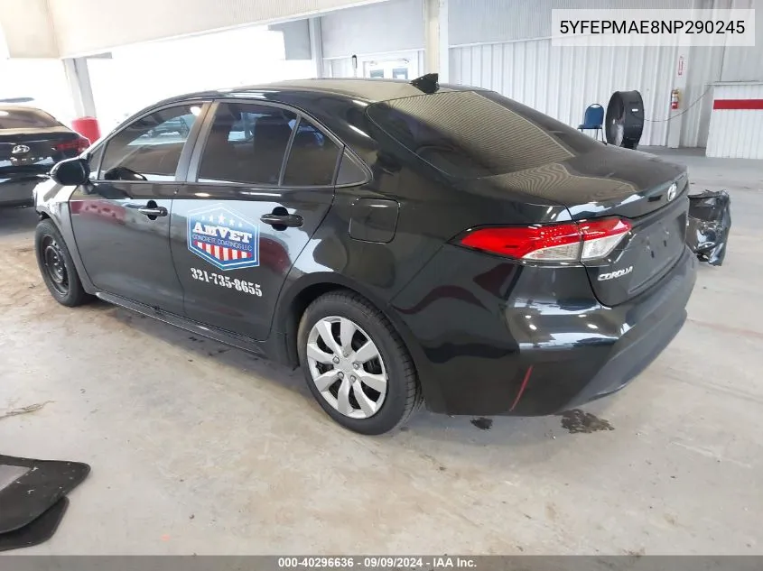 2022 Toyota Corolla Le VIN: 5YFEPMAE8NP290245 Lot: 40296636