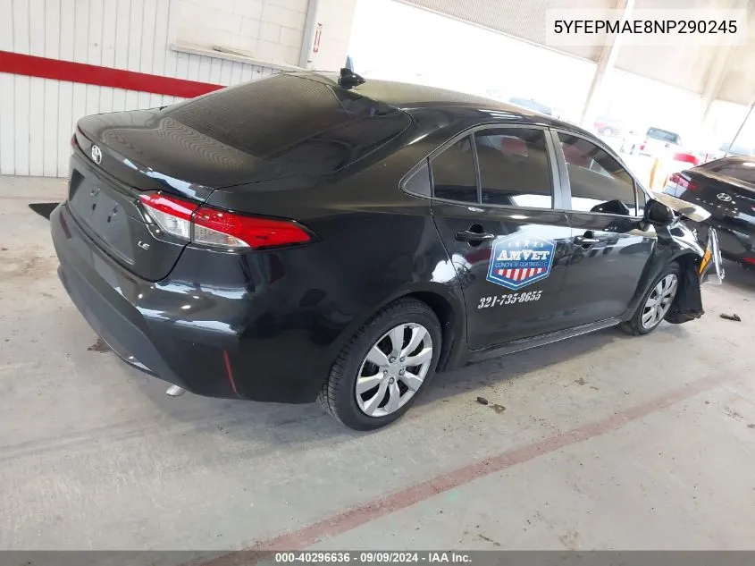 2022 Toyota Corolla Le VIN: 5YFEPMAE8NP290245 Lot: 40296636