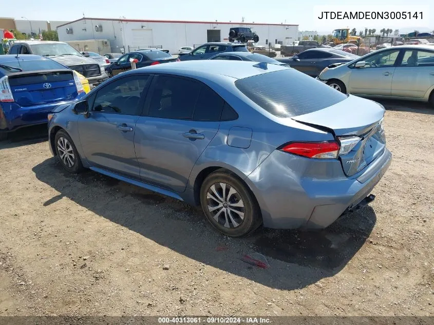 2022 Toyota Corolla Hybrid Le VIN: JTDEAMDE0N3005141 Lot: 40313061