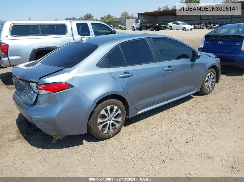 2022 Toyota Corolla Hybrid Le VIN: JTDEAMDE0N3005141 Lot: 40313061