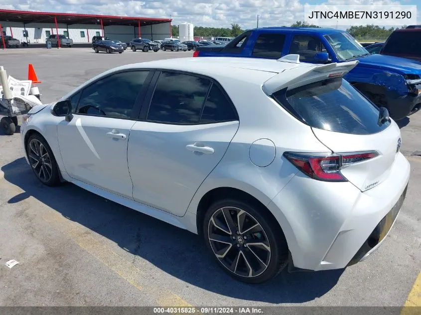 2022 Toyota Corolla Xse VIN: JTNC4MBE7N3191290 Lot: 40315825