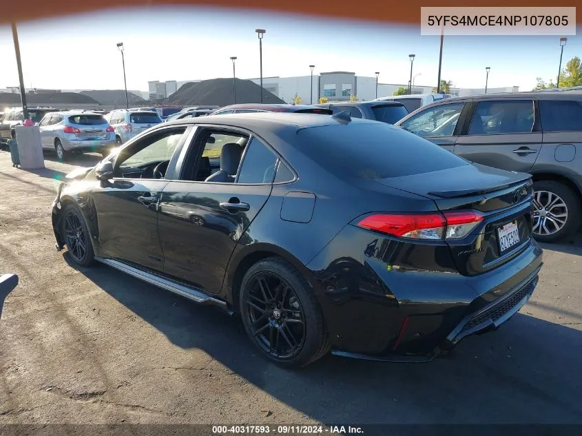 2022 Toyota Corolla Se Apex Edition VIN: 5YFS4MCE4NP107805 Lot: 40317593