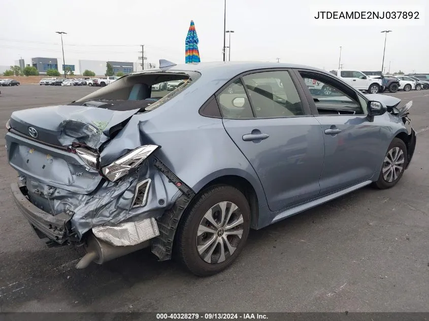 JTDEAMDE2NJ037892 2022 Toyota Corolla Hybrid Le