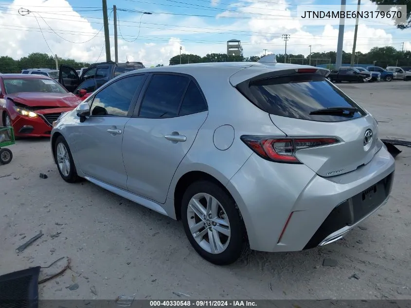 2022 Toyota Corolla Se VIN: JTND4MBE6N3179670 Lot: 40330548