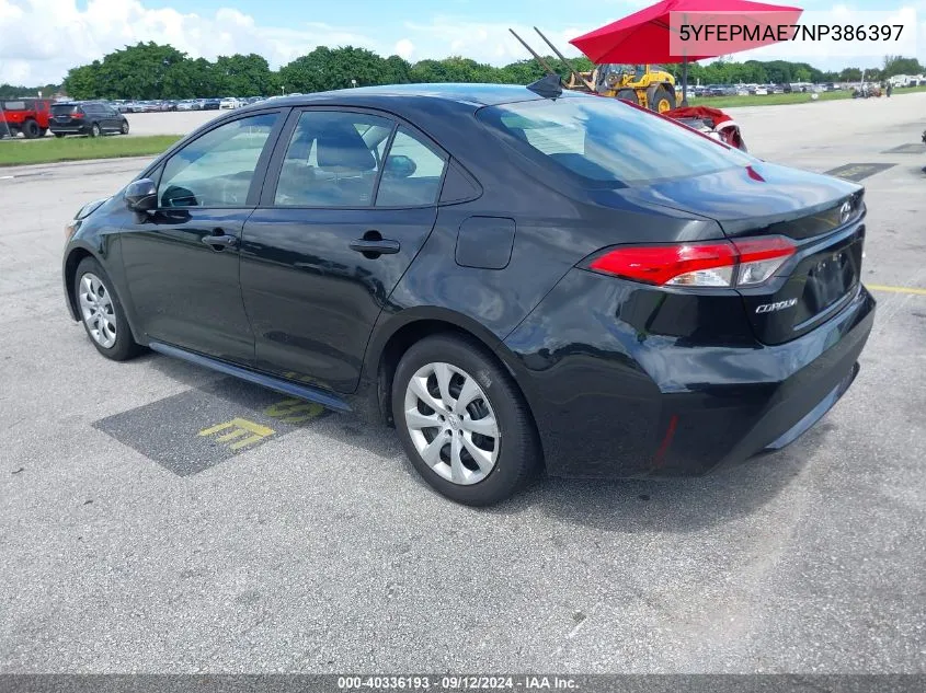 2022 Toyota Corolla Le VIN: 5YFEPMAE7NP386397 Lot: 40336193